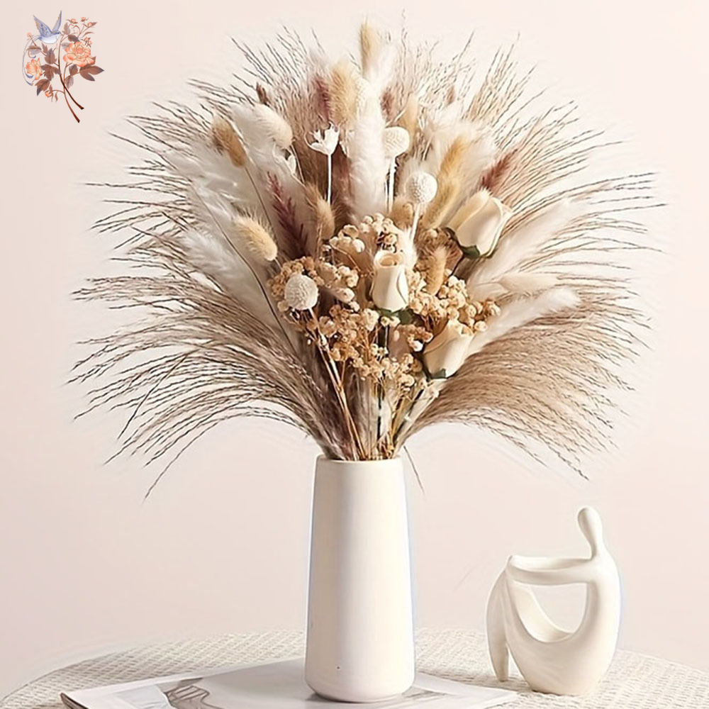 Home Decor Vase With Flowers - Bouquet de 80 fleurs artificielles séchées