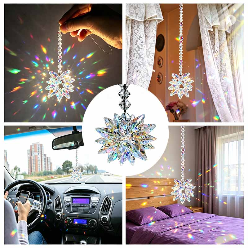 Crystal Sun Catcher - Attrape-soleil en cristal étoilé, prisme suspendu,