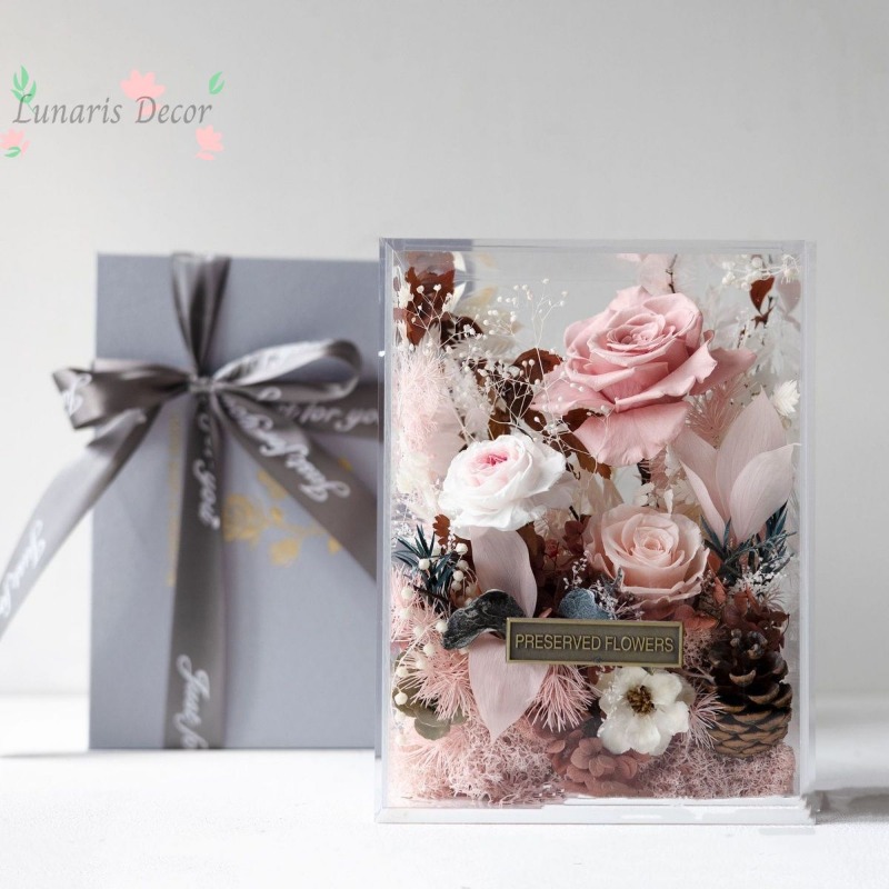 Home Decor Express - Boîte à fleurs premium, fleur éternelle,