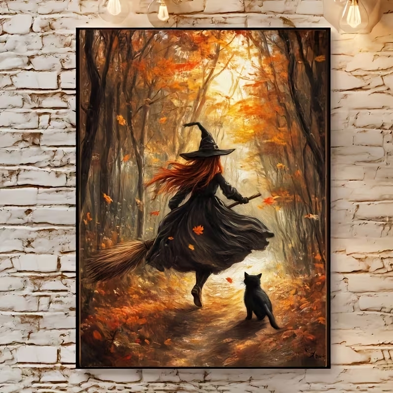 Home Decor Retro - Impression sur toile rétro d'une sorcière