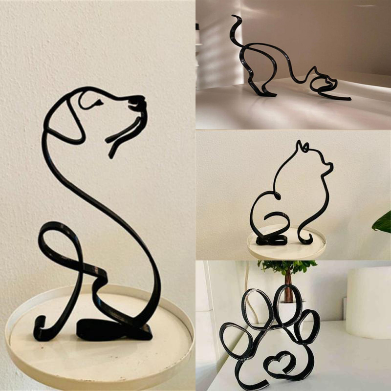 Home Decor Y2K - Sculpture d'art de chien en métal,