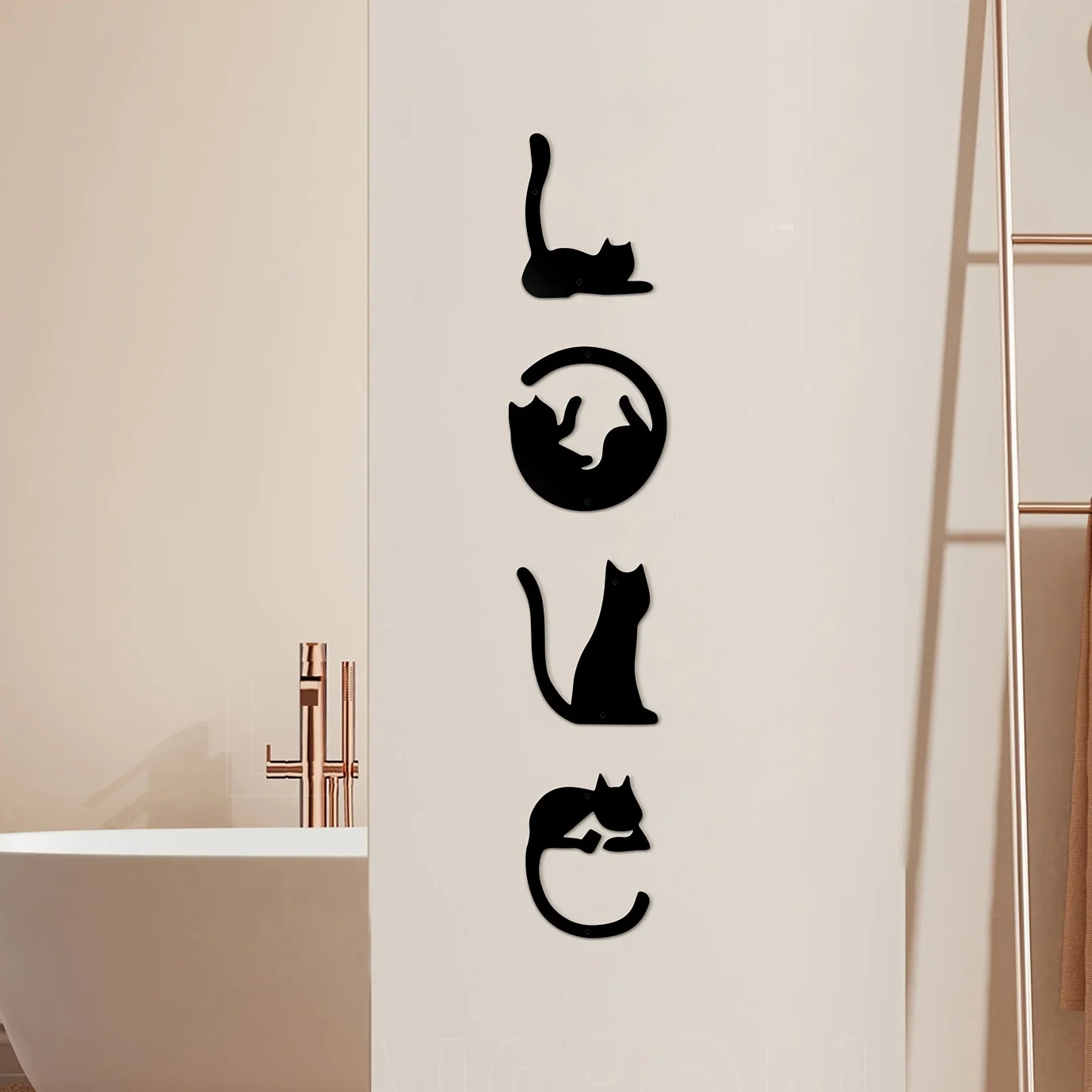 Home Decor Y2K - HelloYoung-Autocollant mural en métal chat mignon,