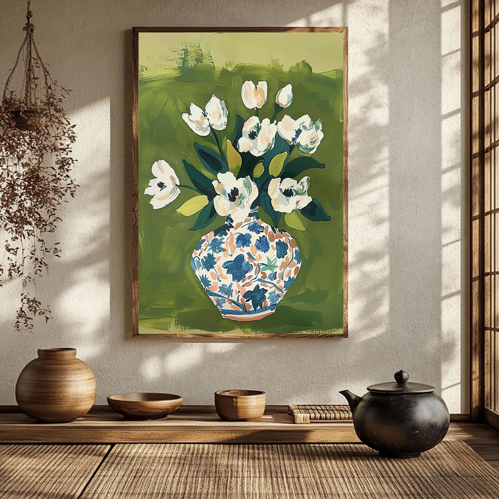 Home Decor Vase With Flowers - Affiches colorées de fleurs dans une