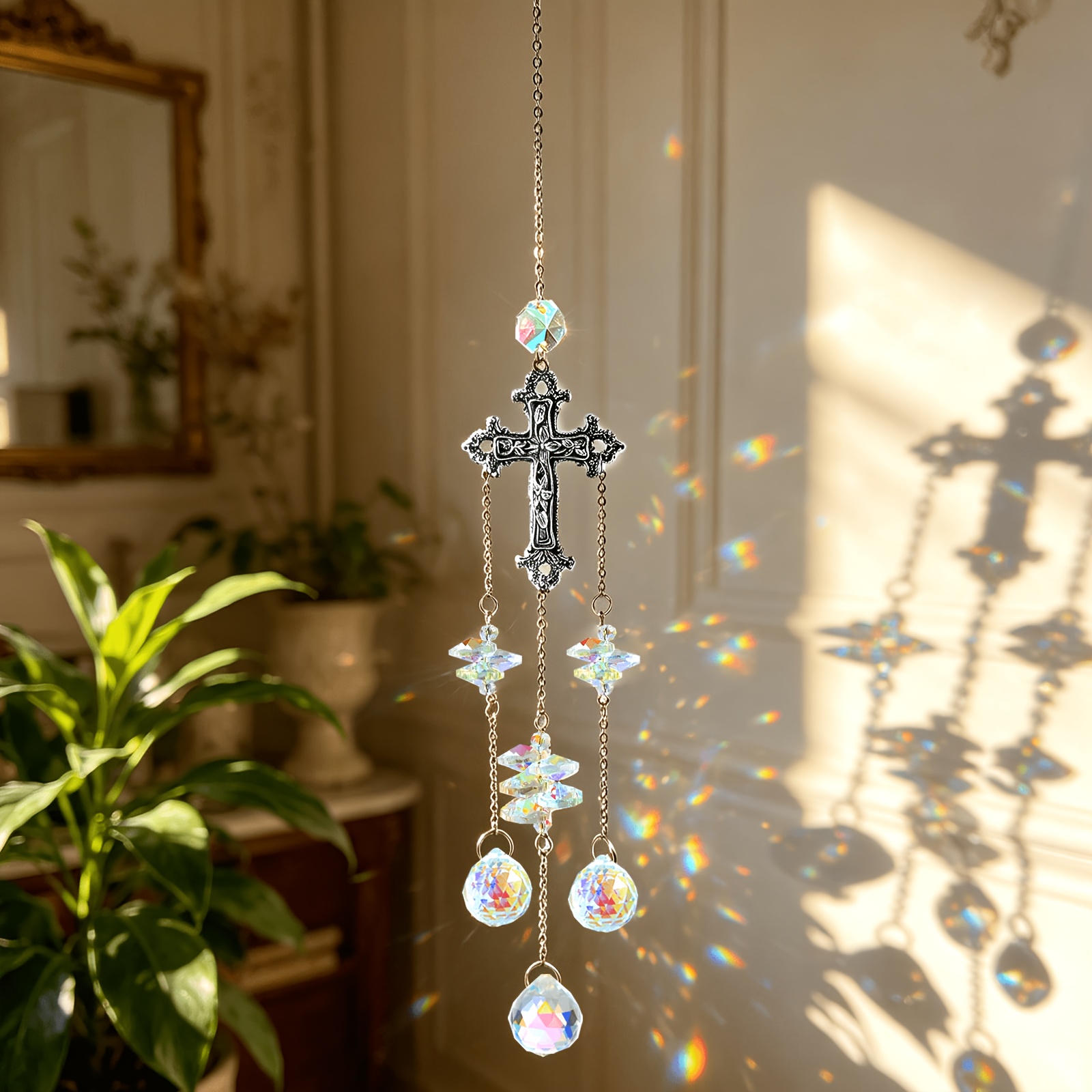 Crystal Sun Catcher - Attrape-soleil en forme de croix à