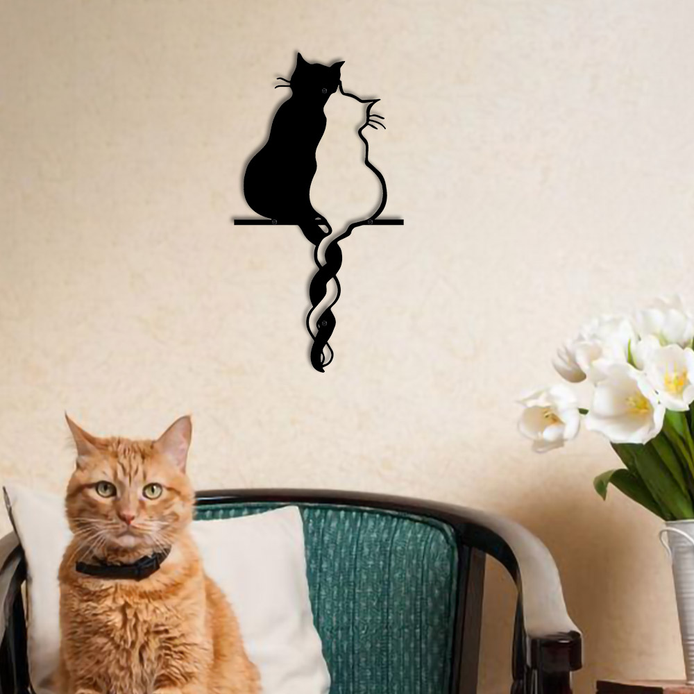 Home Decor Y2K - Amoureux du métal chat mur Art