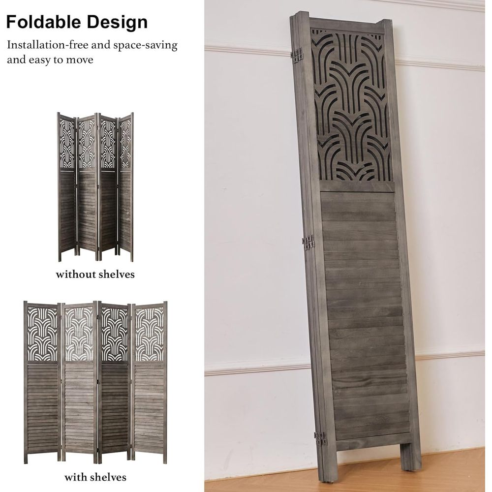 Paravent en bois sculpté à 4 p - Room Divider Screen avis et prix