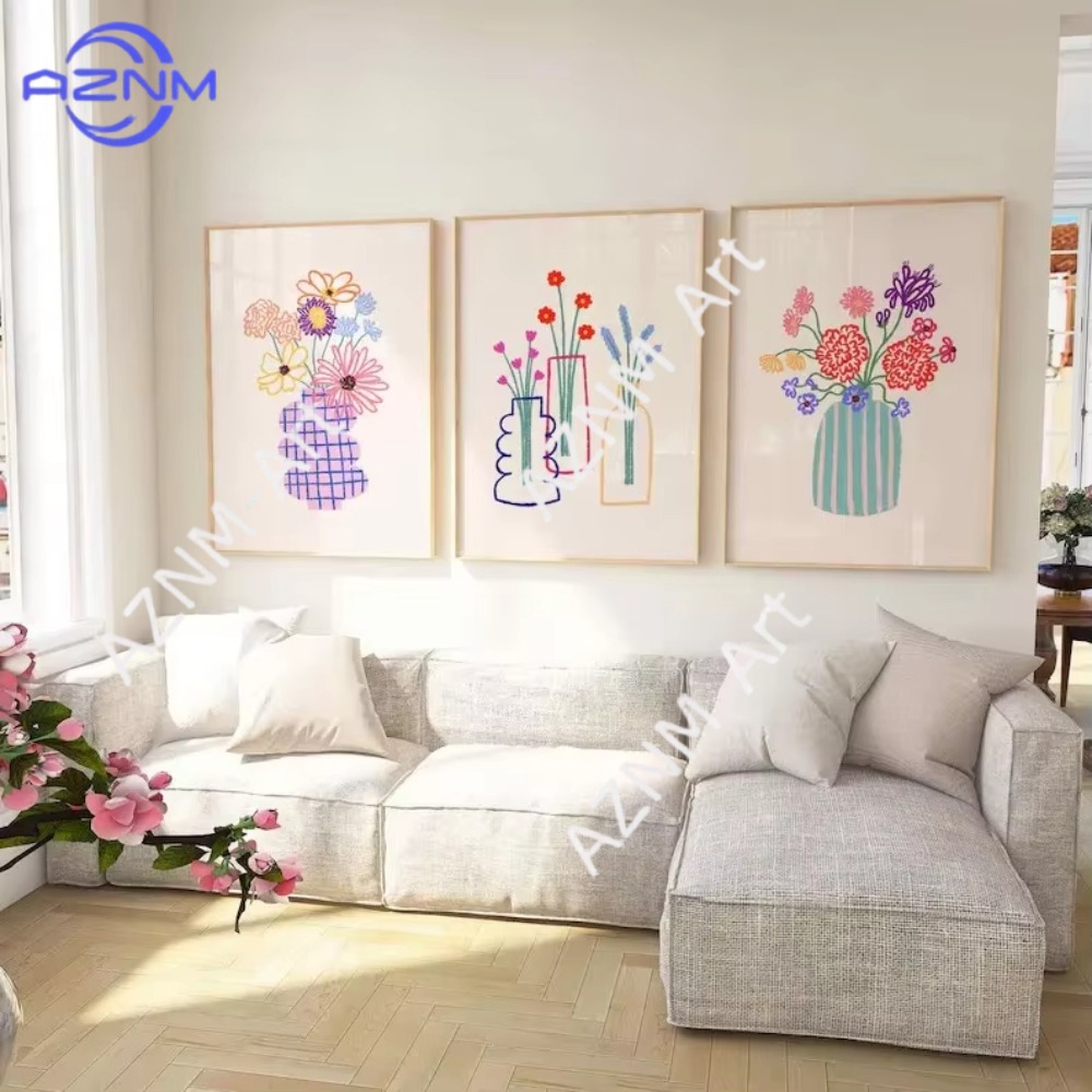 1/3 pièces Affiche abstraite d - Home Decor Vase With Flowers avis et prix